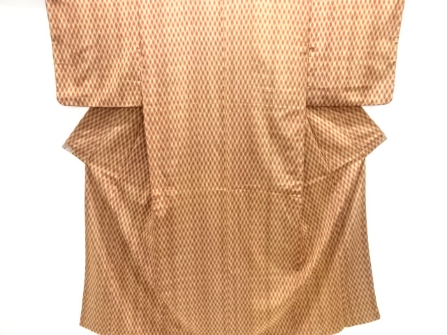JAPANESE KIMONO / ANTIQUE OMESHI / TAISHO ROMAN STYLE / WOVEN DIAGONAL GRID